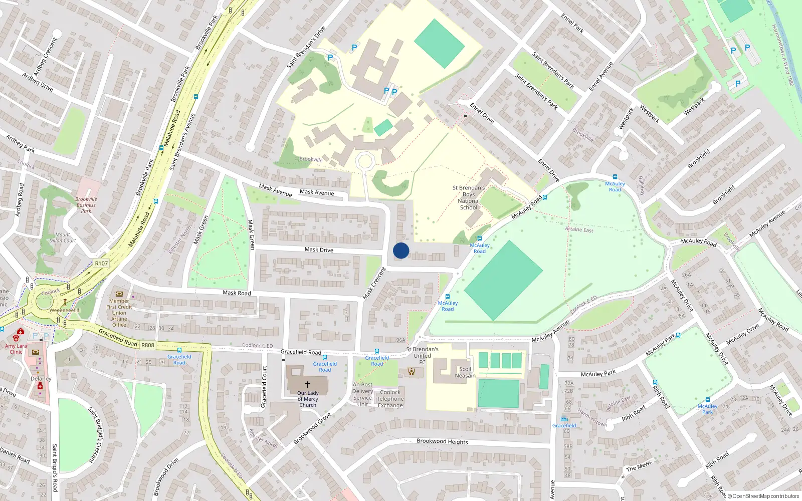 Overhead map showing the location of 89 Mask Avenue, Dublin 5