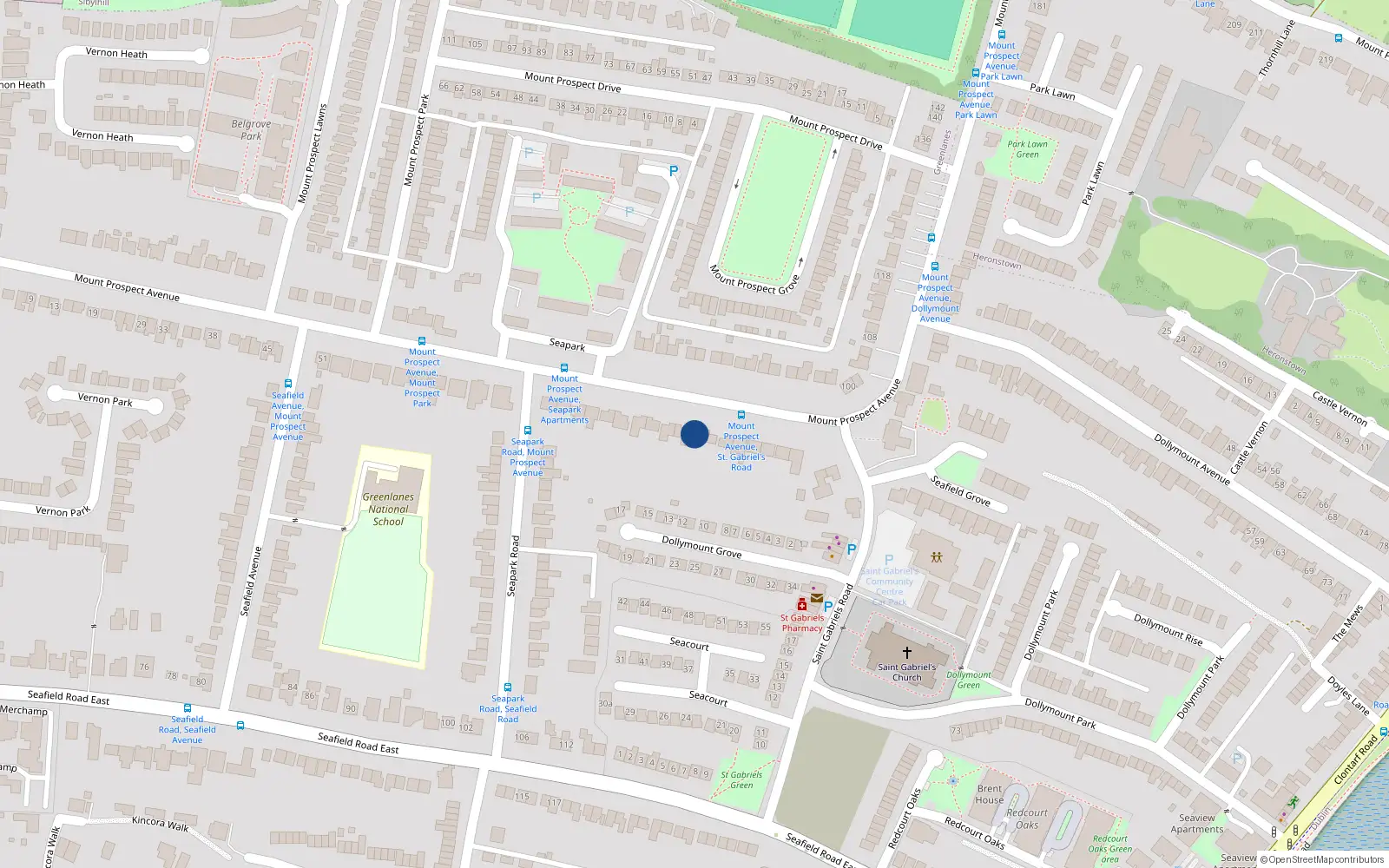 Overhead map showing the location of 89 Mount Prospect Avenue, Dublin 3