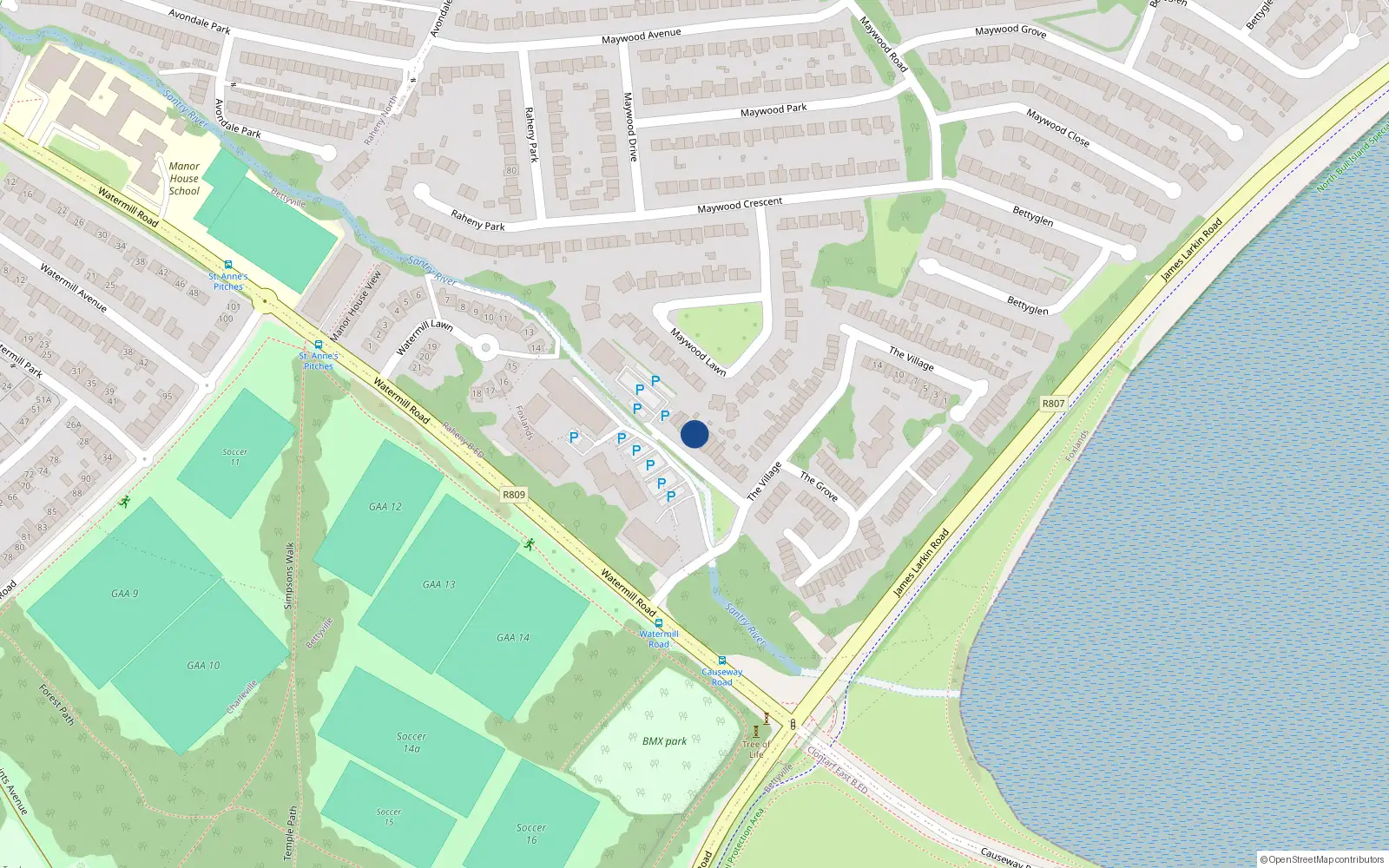 Overhead map showing the location of 89 The Village, Dublin 5