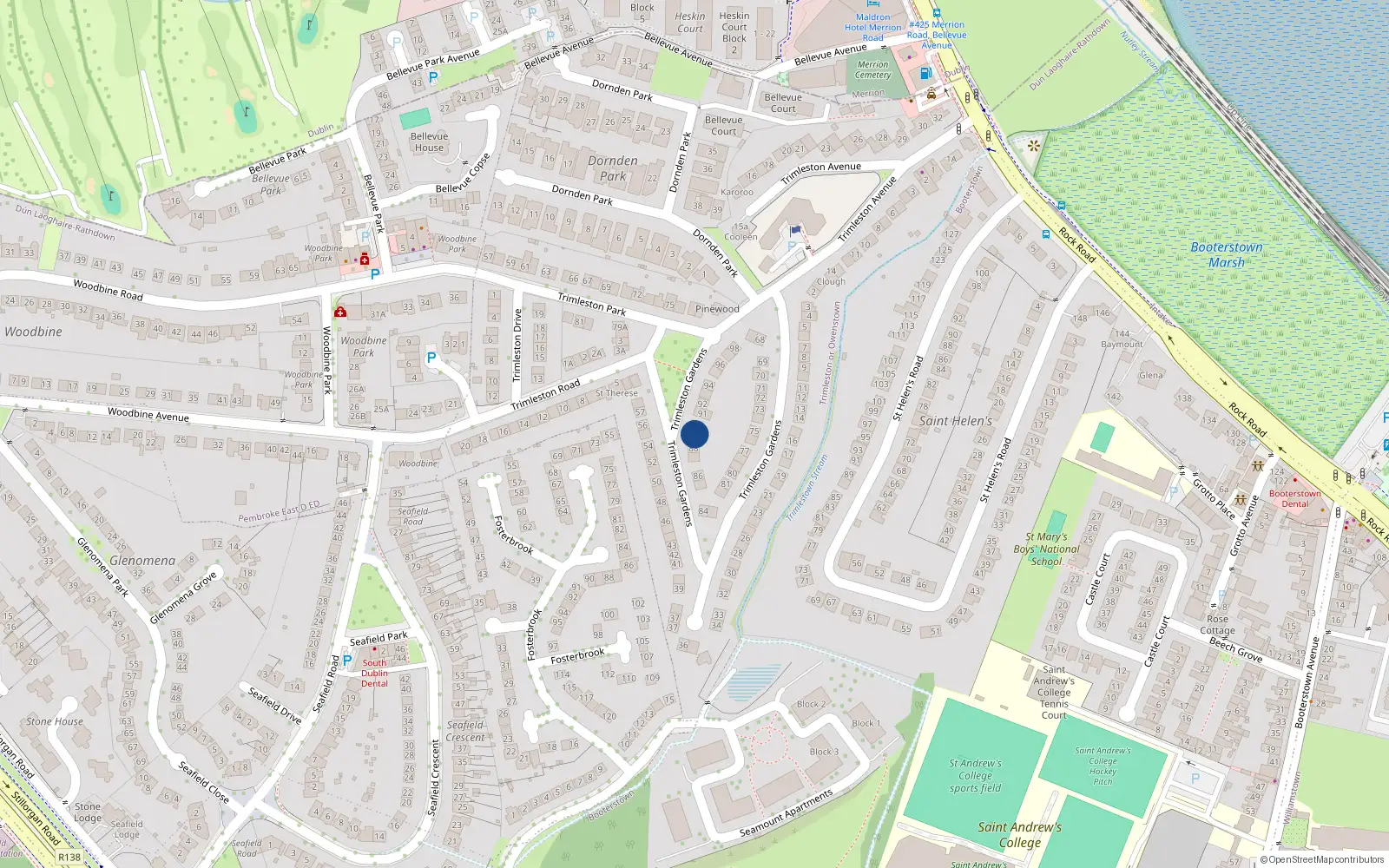 Overhead map showing the location of 89 Trimleston Gardens, Trimleston or Owenstown