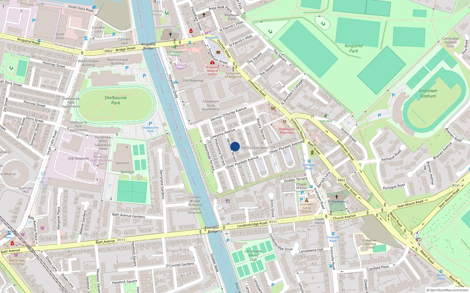 Overhead map showing the location of 89 Veronica Terrace, Irishtown