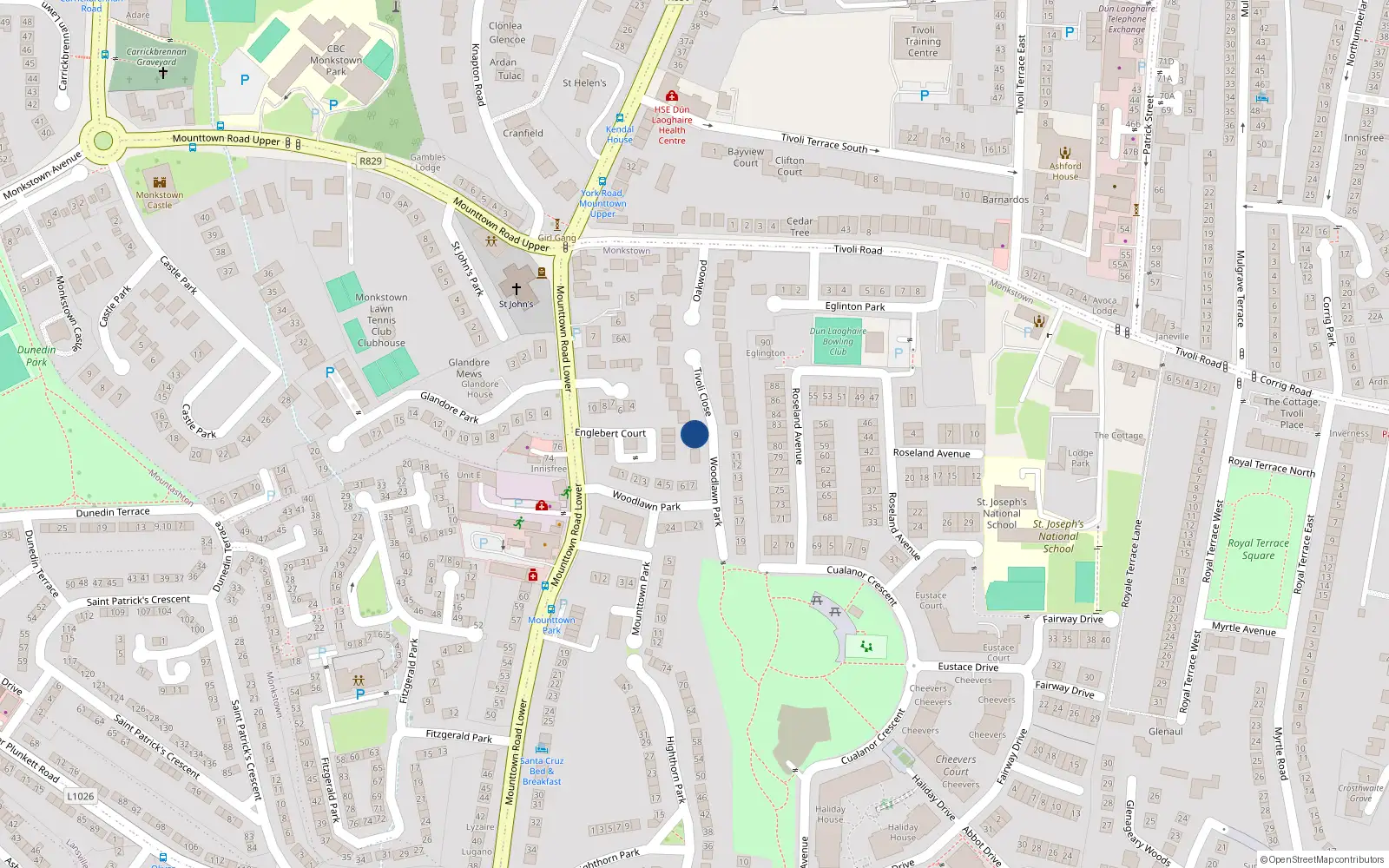 Overhead map showing the location of 8B Woodlawn Park, Dublin