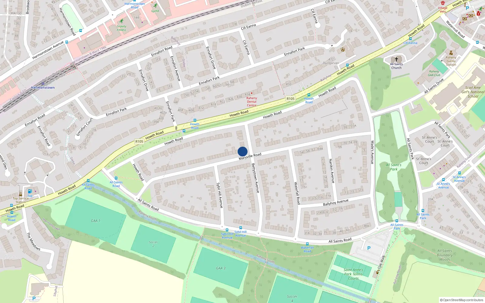 Overhead map showing the location of 8A Bettystown Avenue, Dublin 5