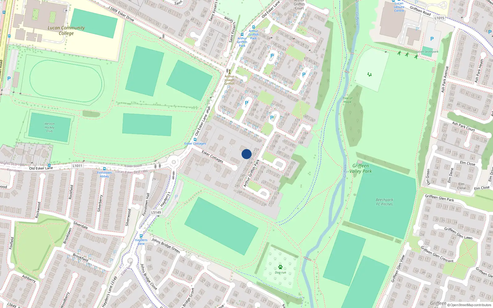 Overhead map showing the location of 8 Esker Cottages, Lucan