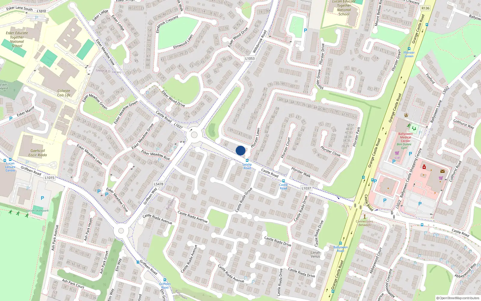 Overhead map showing the location of 8A Fforster Lawn, Lucan