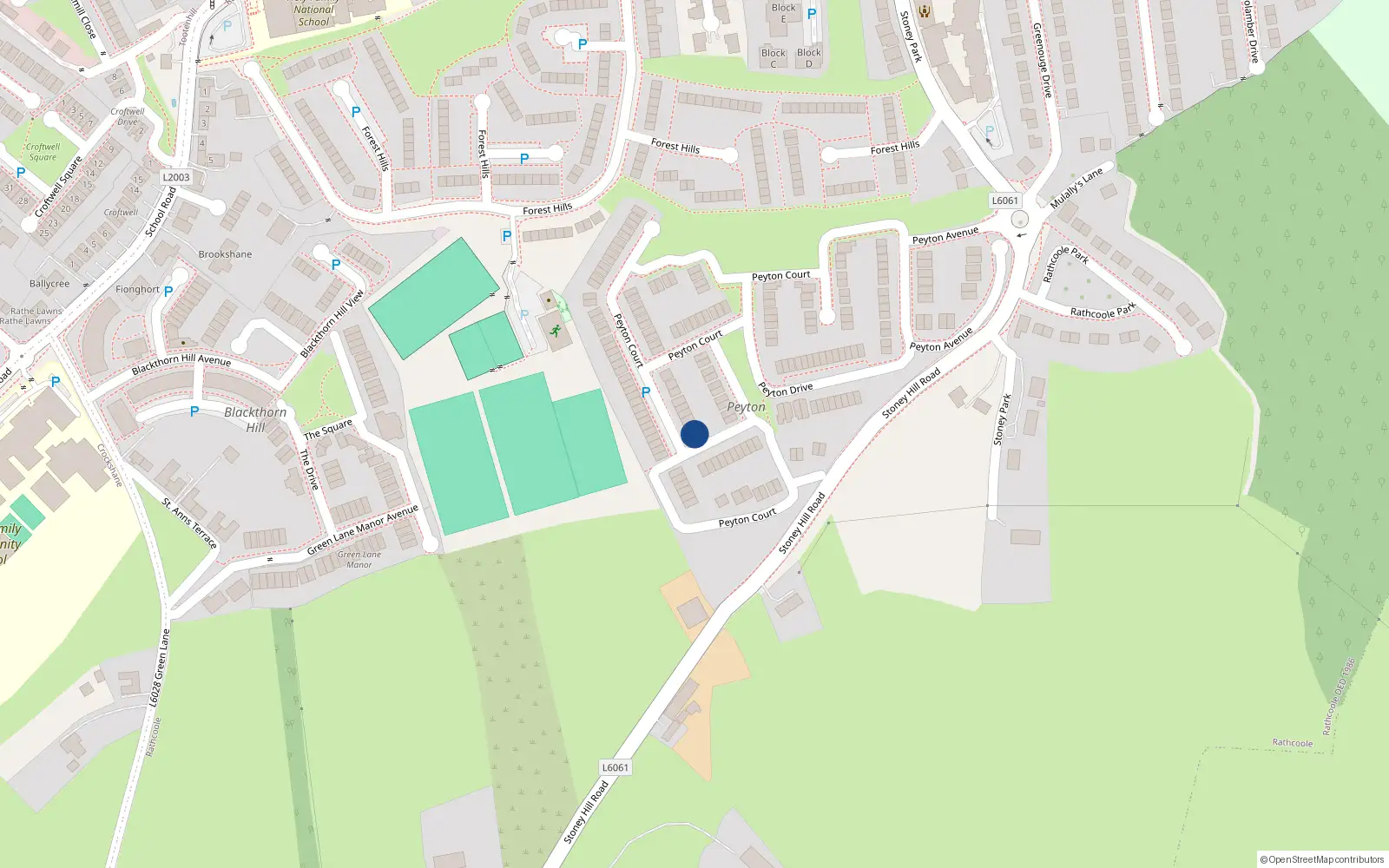 Overhead map showing the location of 8A Peyton Close, Rathcoole