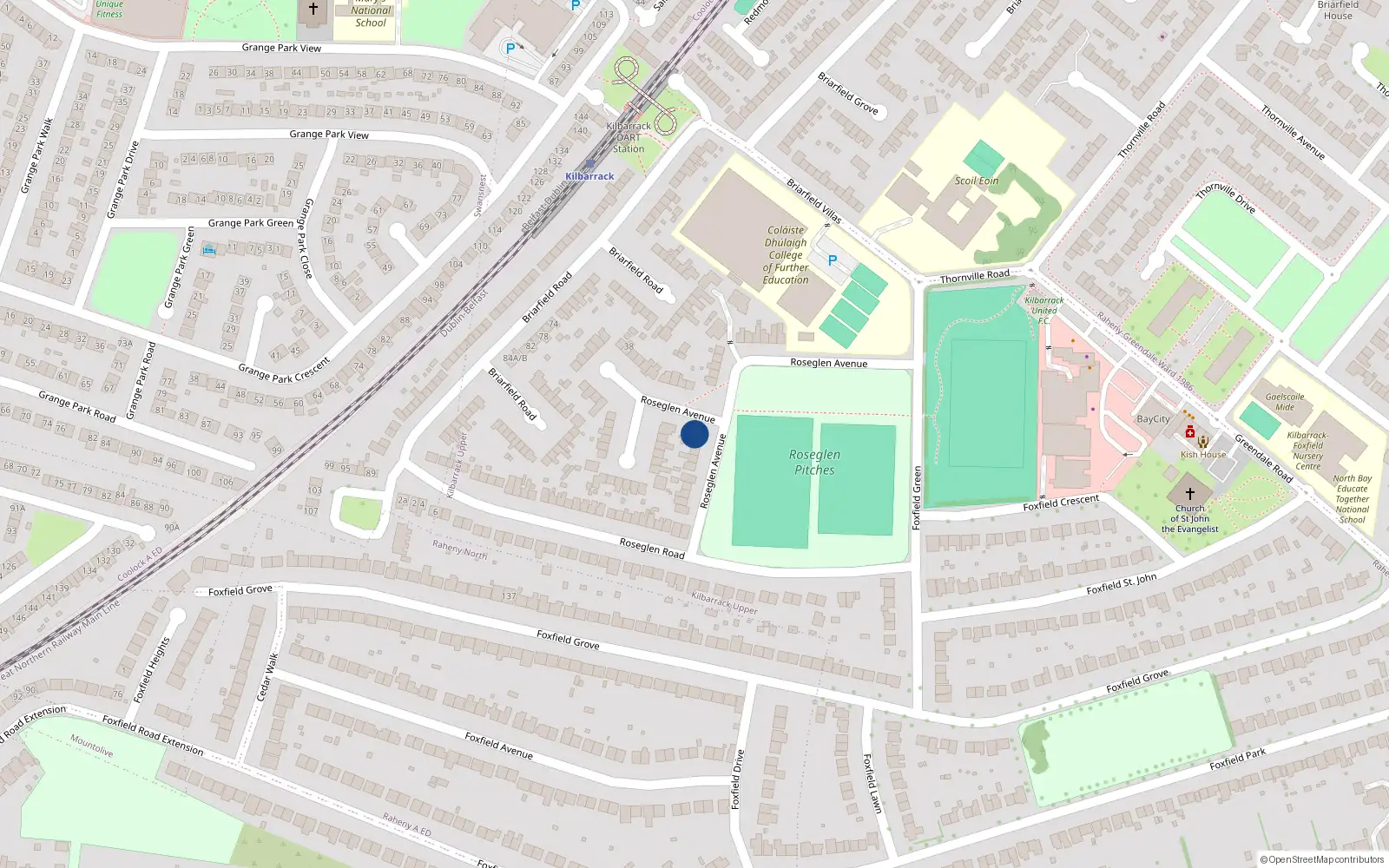 Overhead map showing the location of 8A Roseglen Avenue, Kilbarrack, Dublin 5