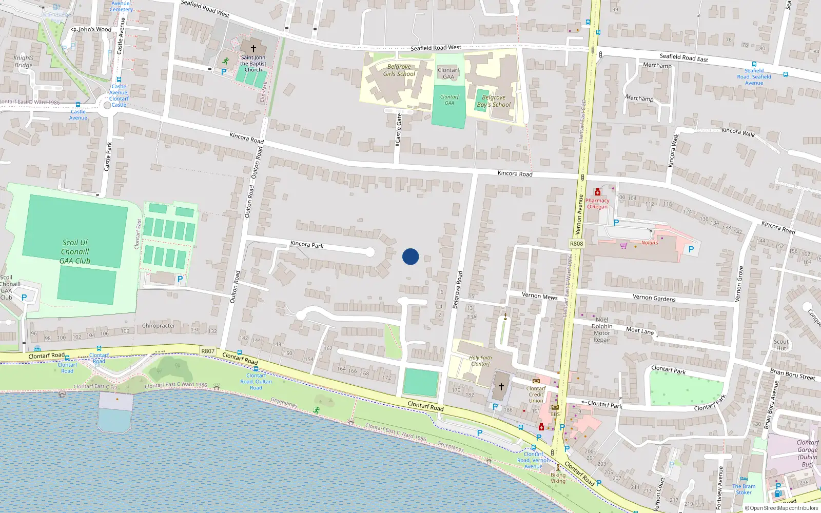 Overhead map showing the location of 8B Belgrove Road, Clonrtarf, Dublin 3