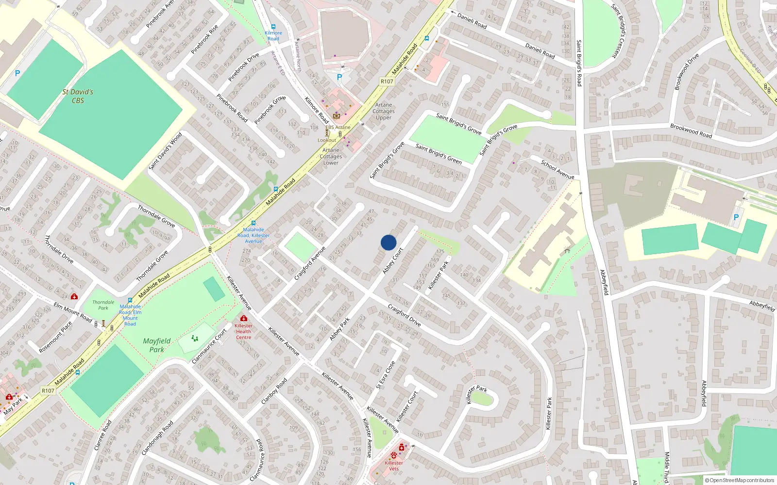 Overhead map showing the location of 9 Abbey Court, Dublin 5