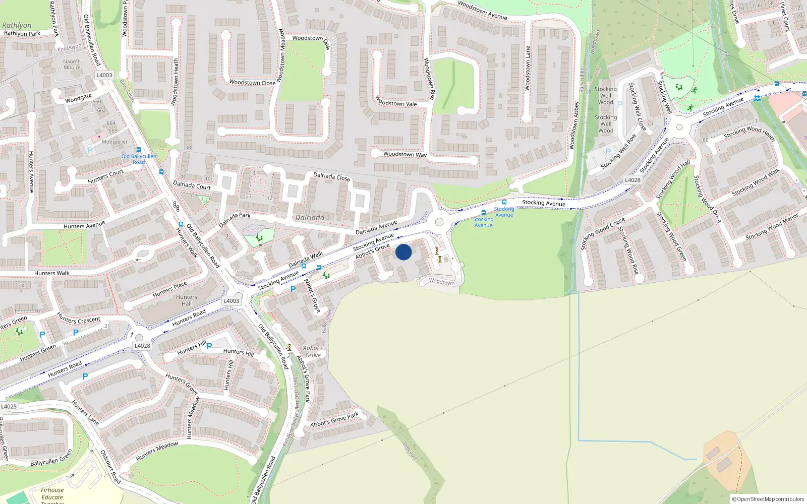 Overhead map showing the location of 9 Abbotts Grove Avenue, Knocklyon