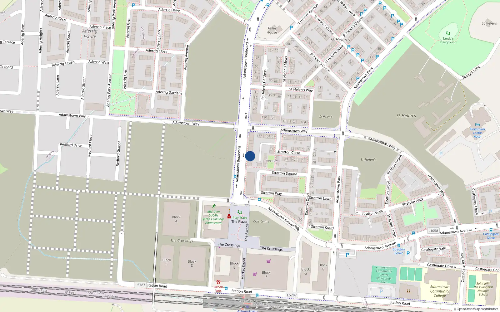 Overhead map showing the location of 9 Adamstown Boulevard, Adamstown, Lucan