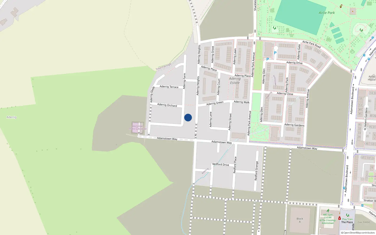 Overhead map showing the location of 9 Aderrig Farm, Lucan