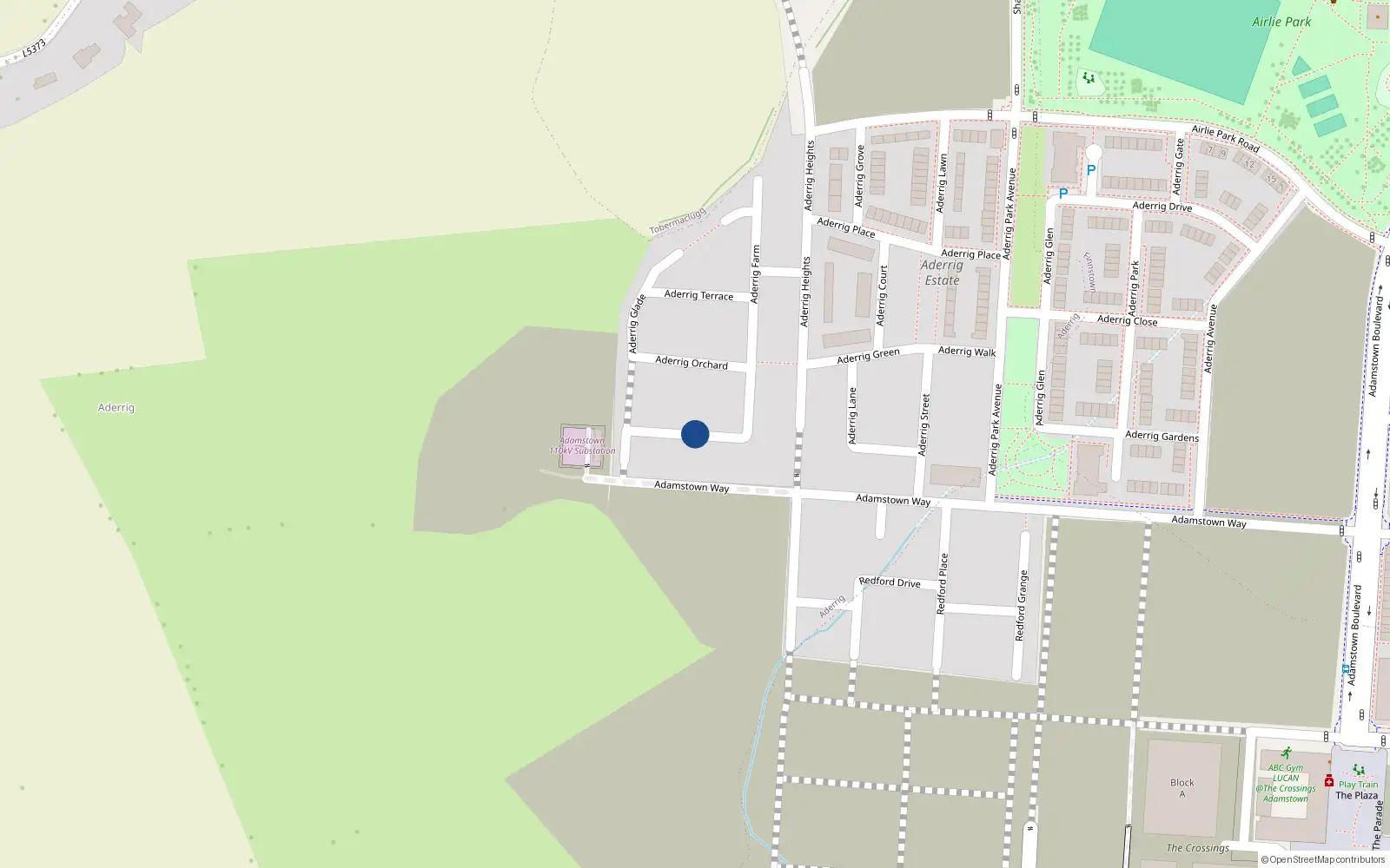 Overhead map showing the location of 9 Aderrig Lodge, Aderrig