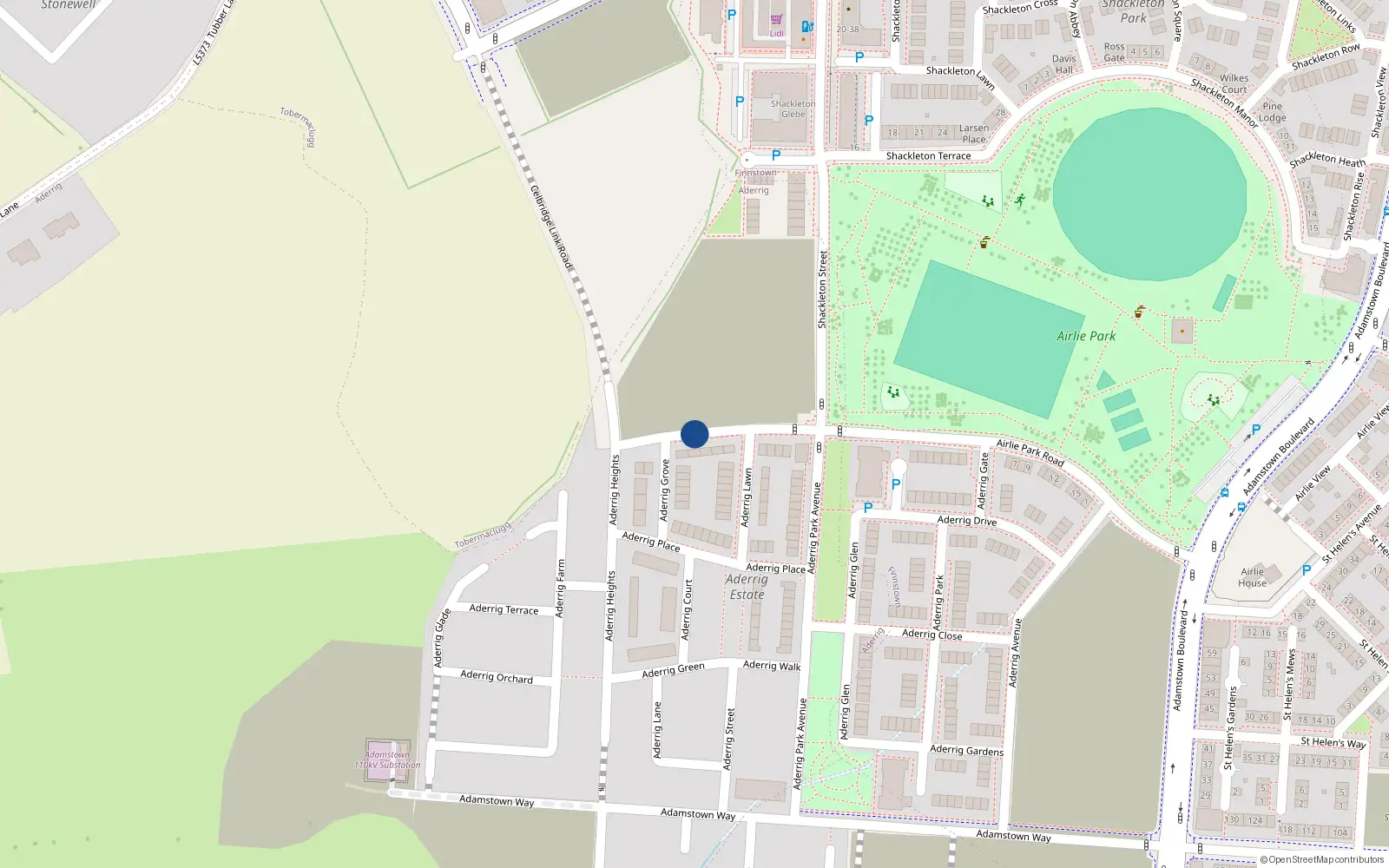 Overhead map showing the location of 9 Airlie Park Road West, Aderrig