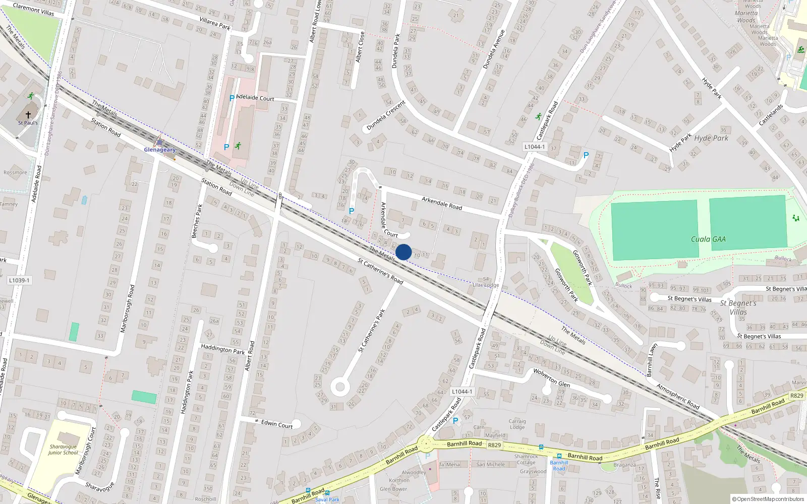 Overhead map showing the location of 9 Arkendale Court, Dublin
