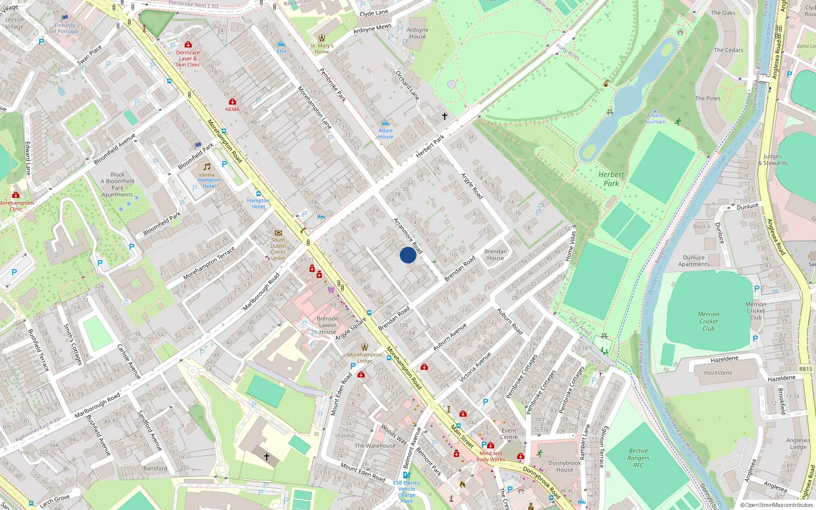 Overhead map showing the location of 9 Arranmore Road, Dublin
