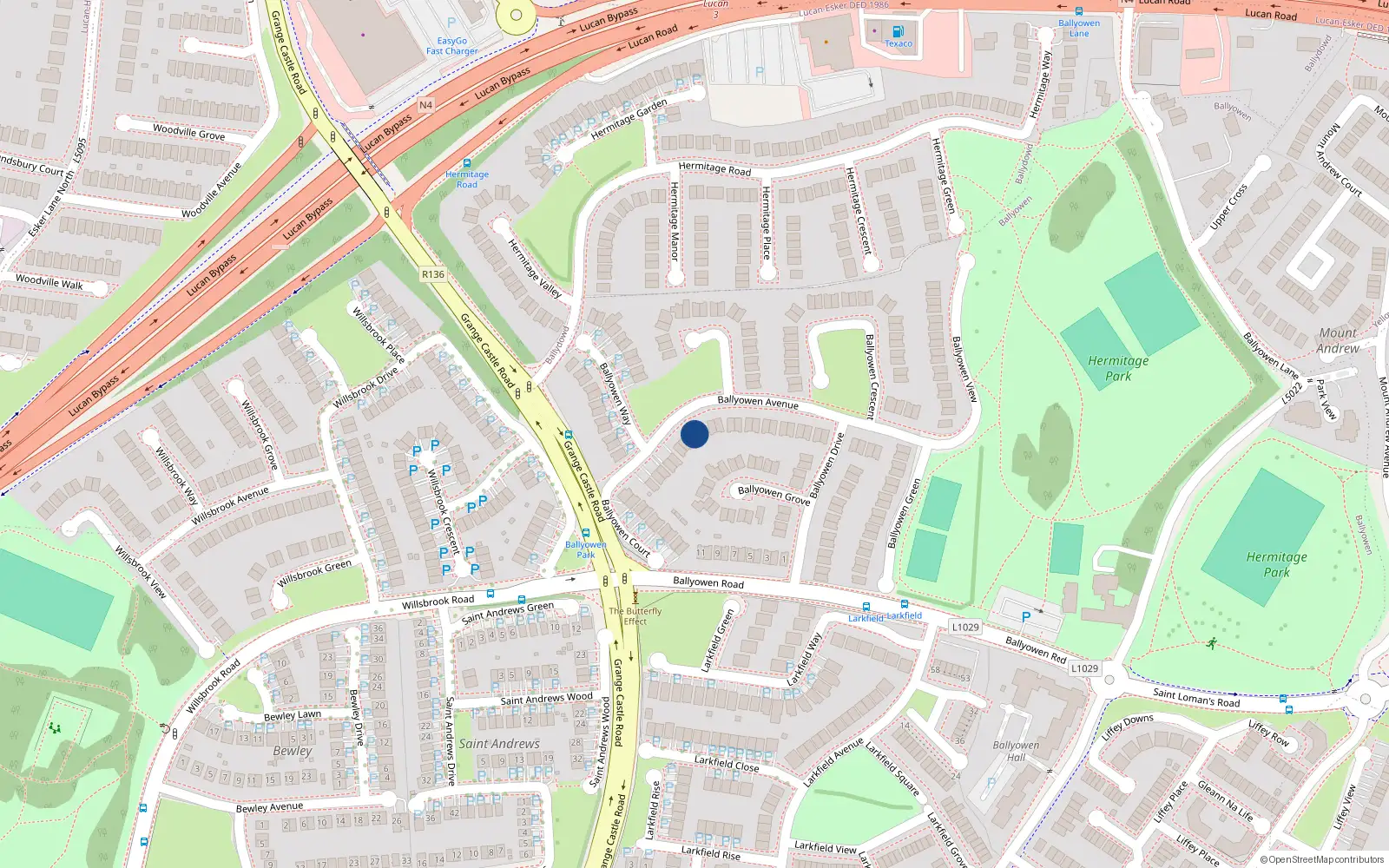 Overhead map showing the location of 9 Ballyowen Avenue, Lucan