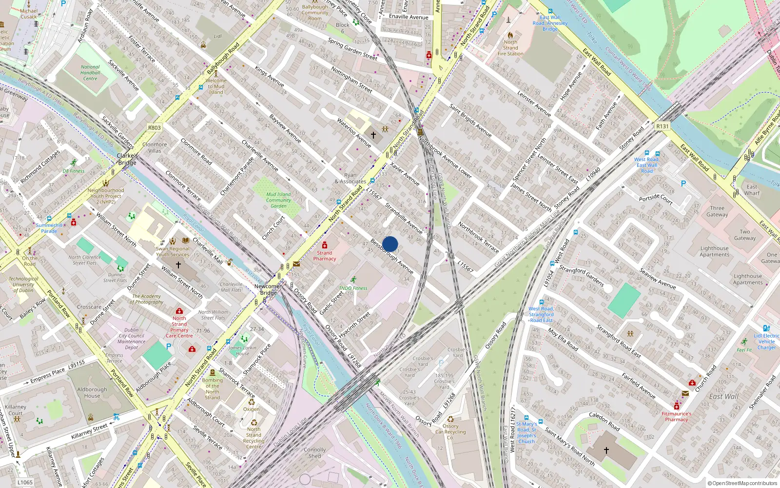 Overhead map showing the location of 9 Bessbrough Avenue, North Strand