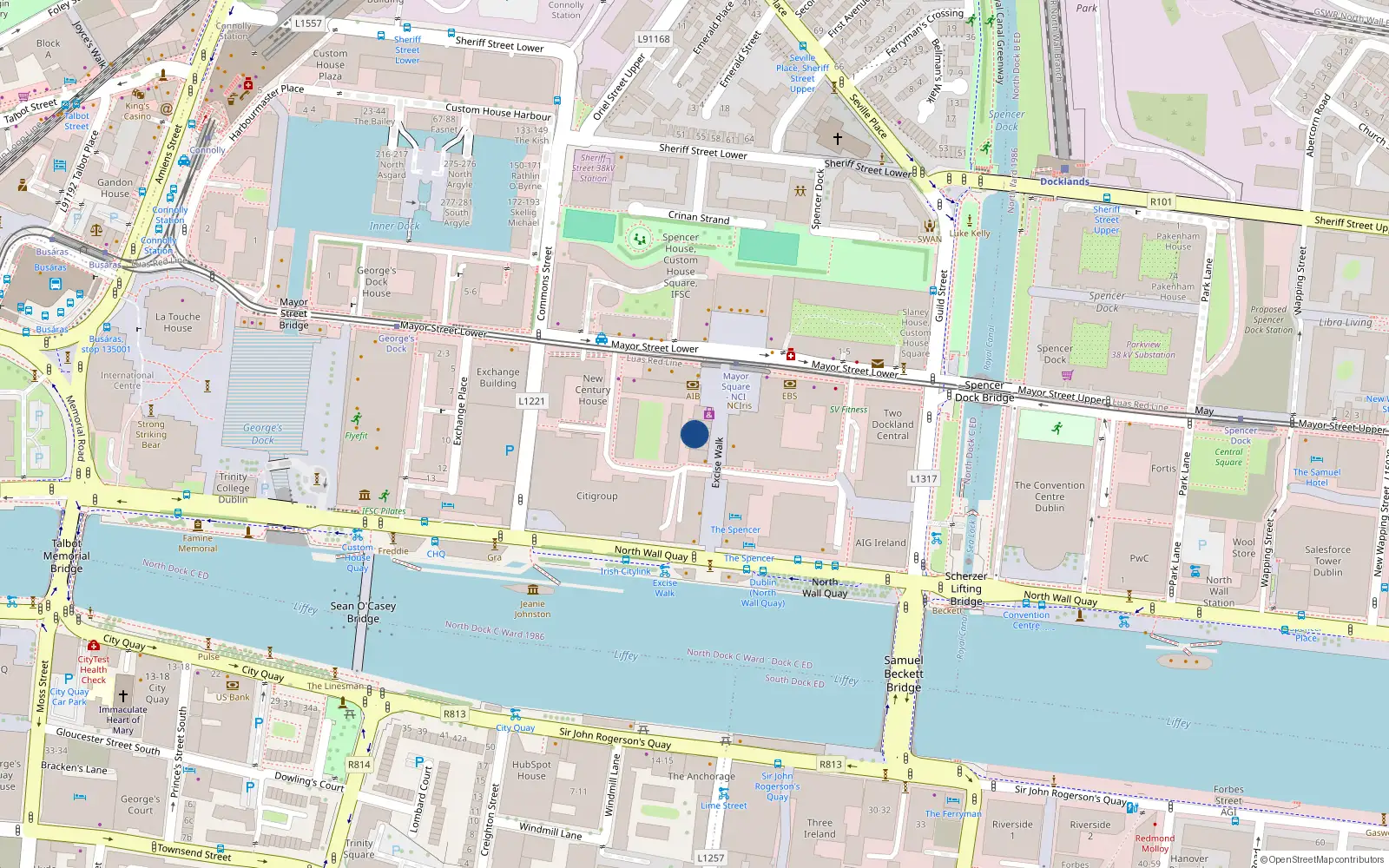 Overhead map showing the location of 9 Block 5 Clarion Quay, Mayor St, Dublin 1