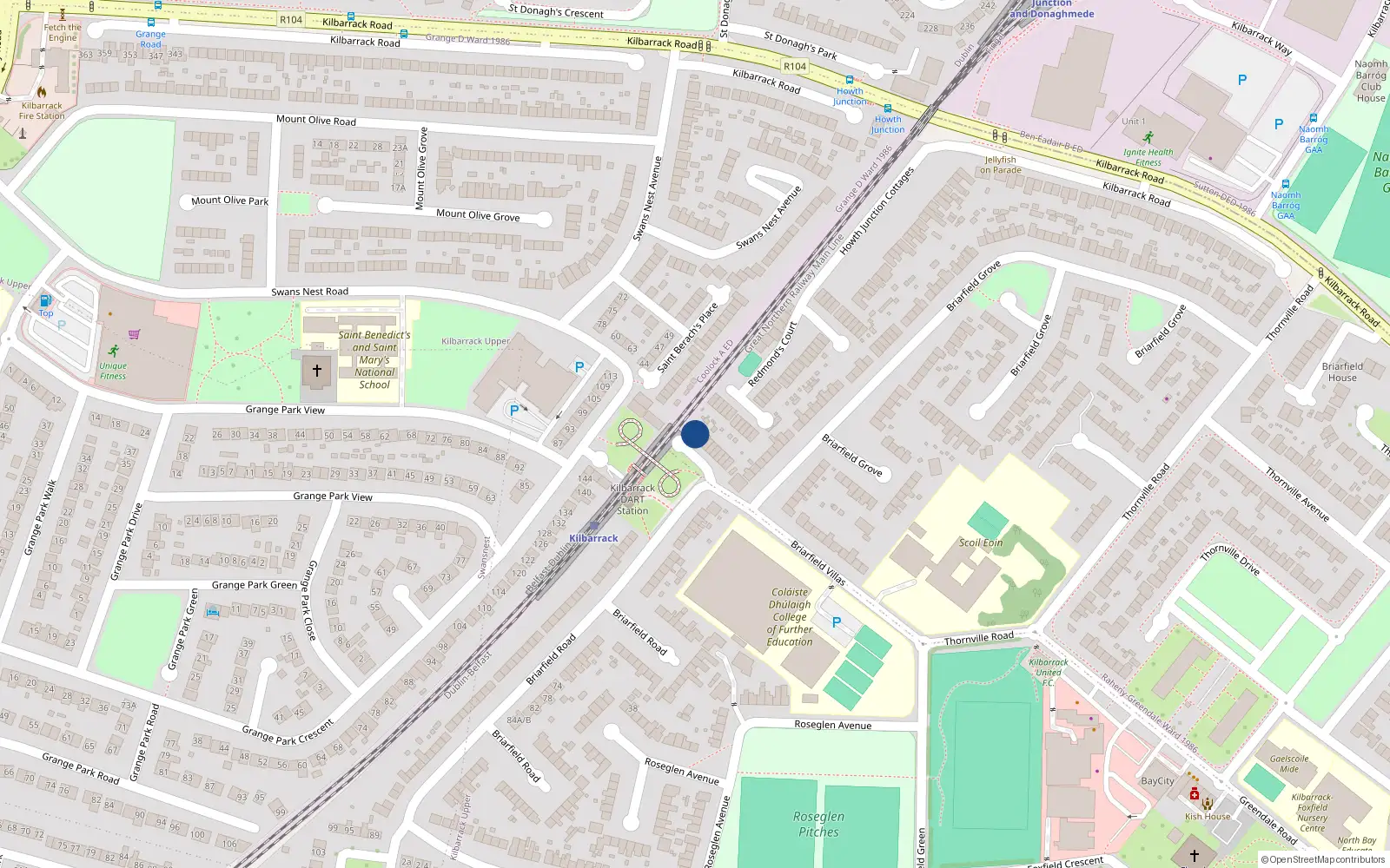 Overhead map showing the location of 9 Briarfield Walk, Dublin 5