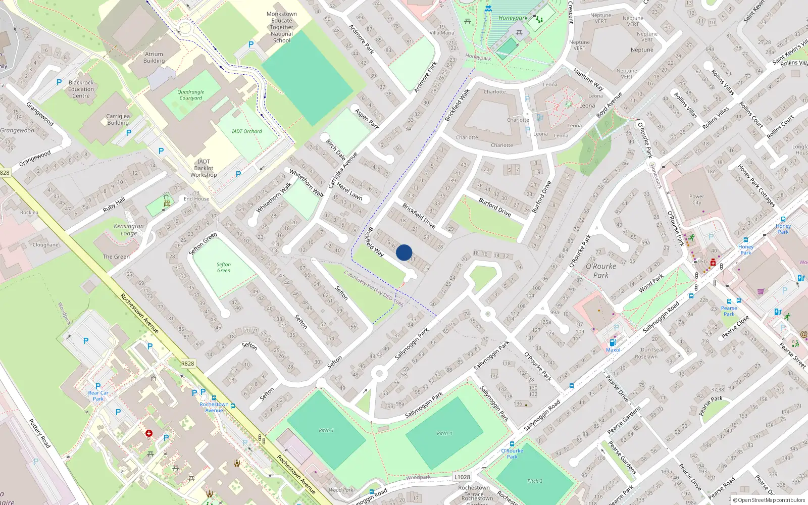 Overhead map showing the location of 9 Brickfield Way, Honeypark, Dun Laoghaire
