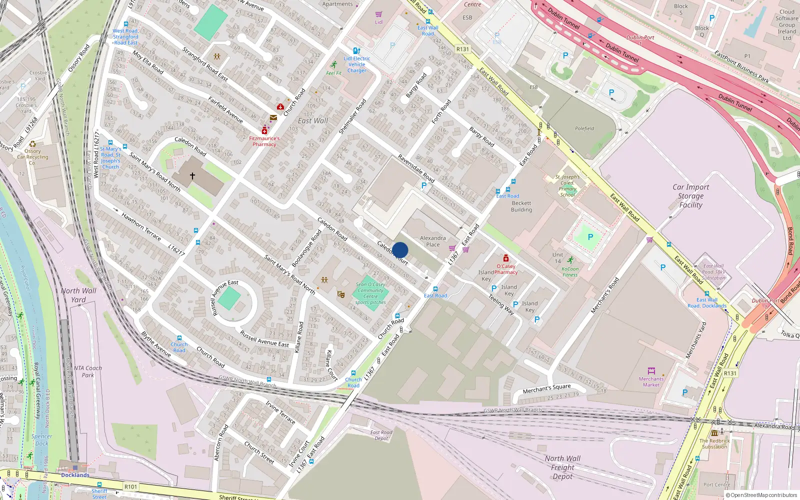 Overhead map showing the location of 9 Caledon Court, Dublin 3