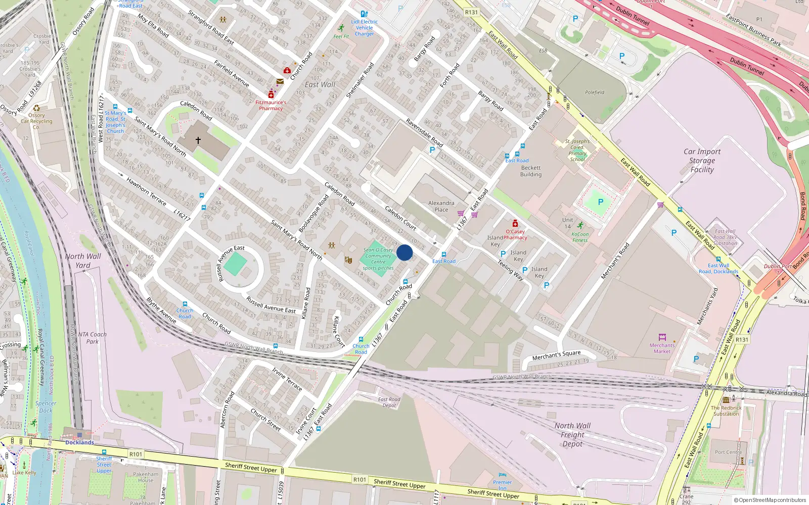 Overhead map showing the location of 9 Caledon Road, Dublin 3