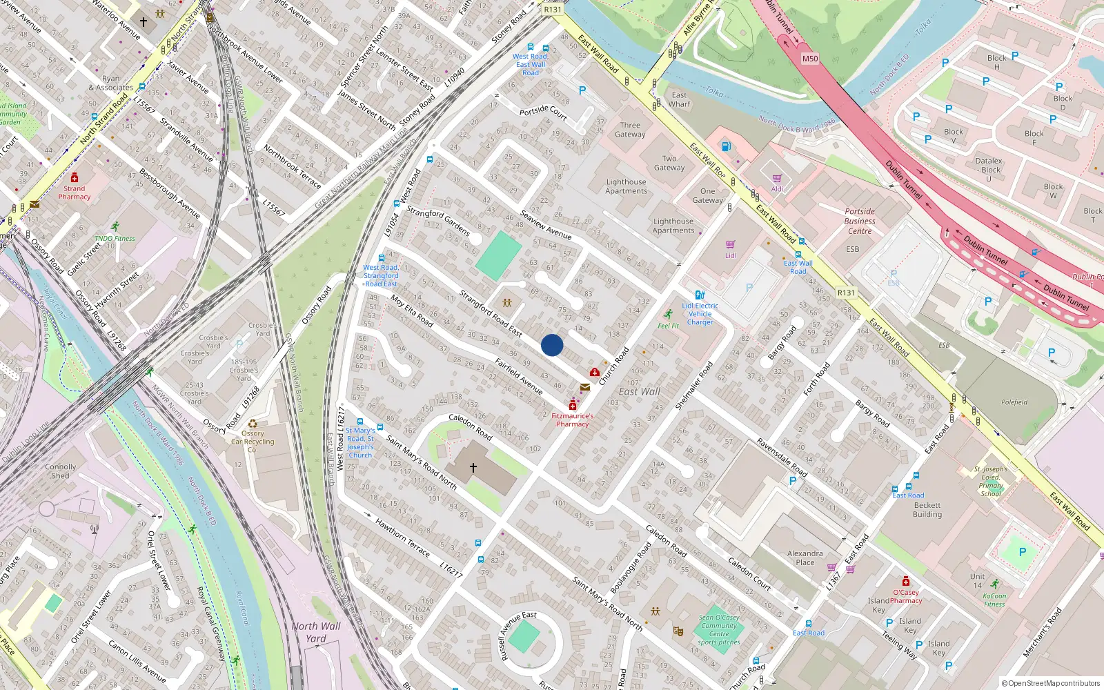 Overhead map showing the location of 9 Church Square, East Wall, Dublin 3