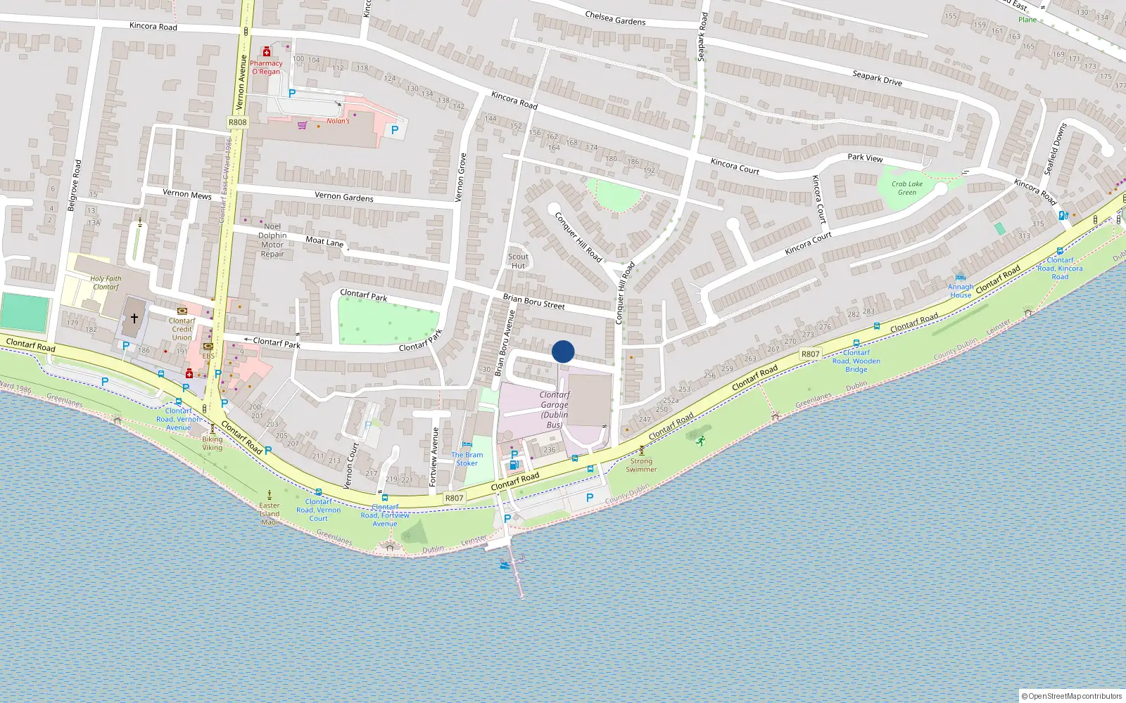 Overhead map showing the location of 9 Conquer Hill Avenue, Dublin 3