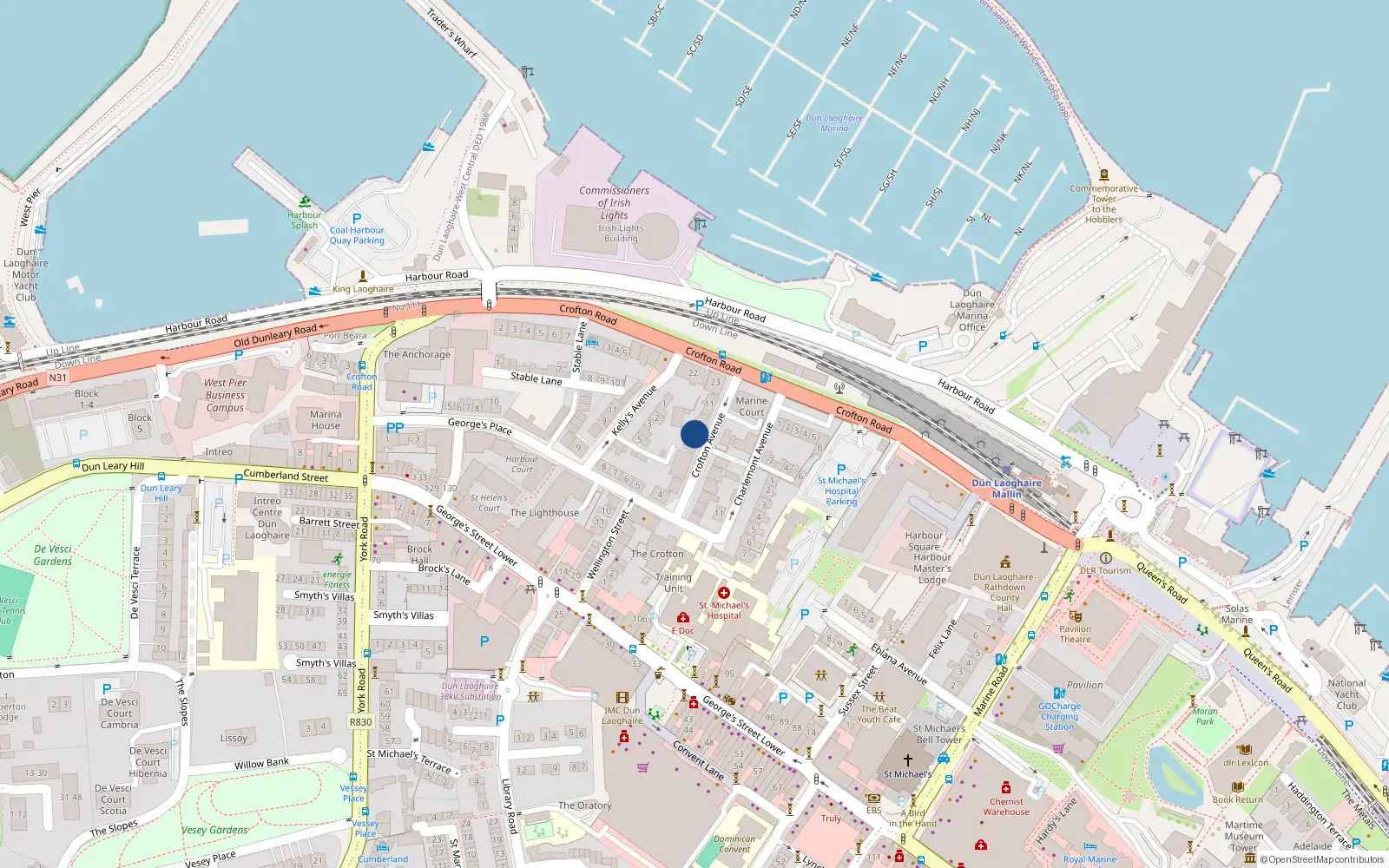Overhead map showing the location of 9 Crofton Avenue, County Dublin