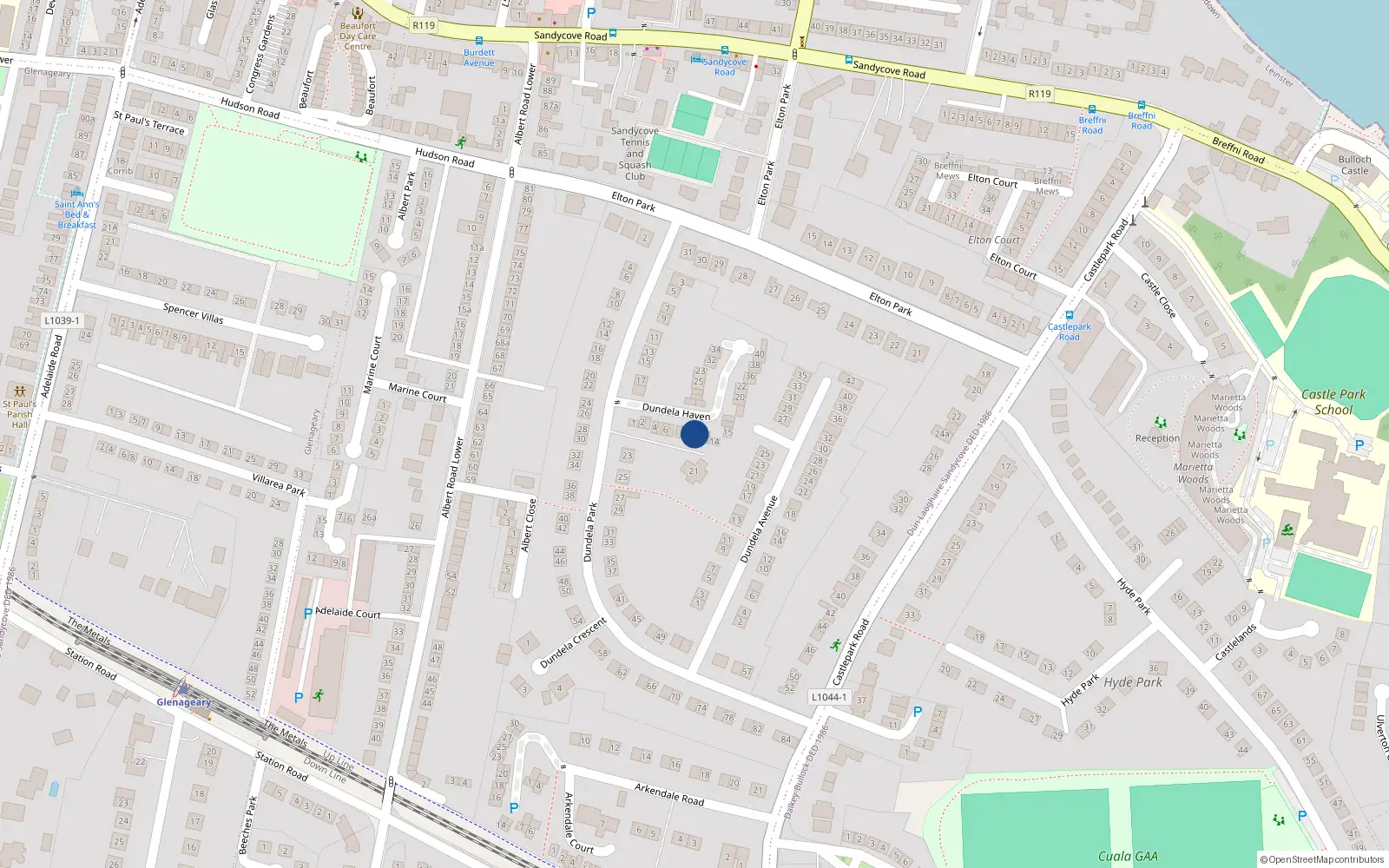 Overhead map showing the location of 9 Dundela Haven, Dublin