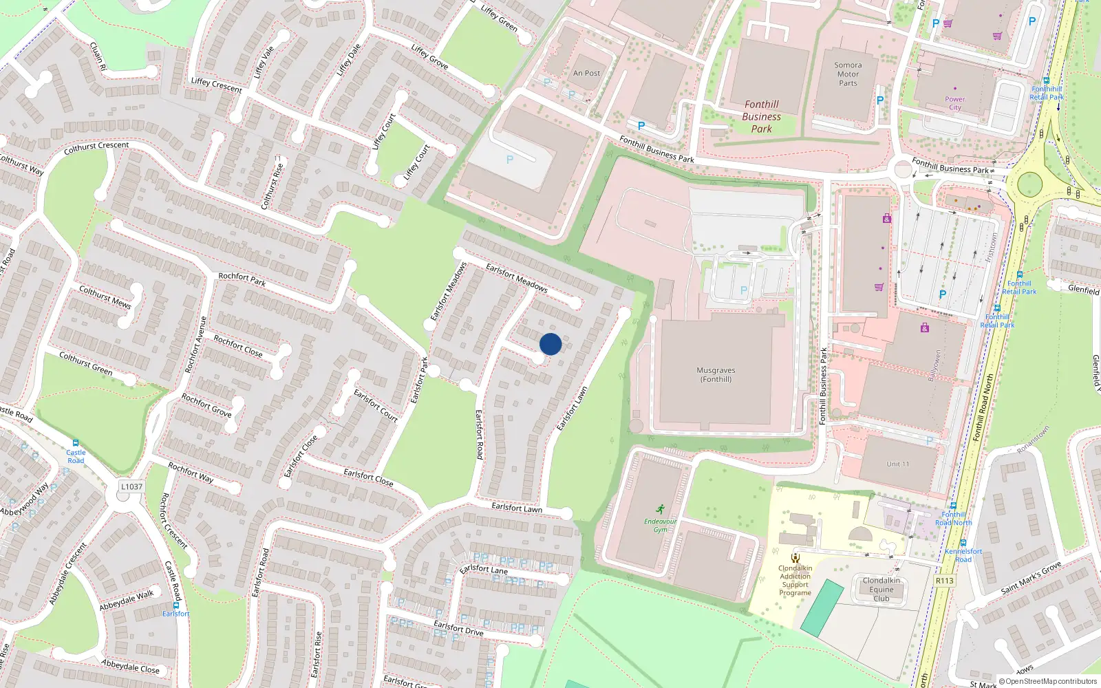 Overhead map showing the location of 9 Earlsfort Gardens, Lucan