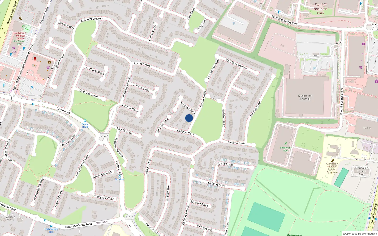 Overhead map showing the location of 9 Earlsfort Park, Lucan