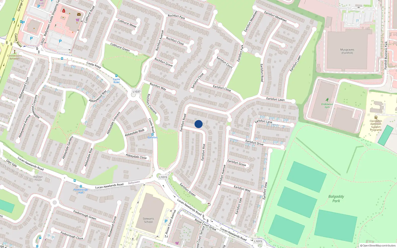Overhead map showing the location of 9 Earlsfort Rise, Lucan
