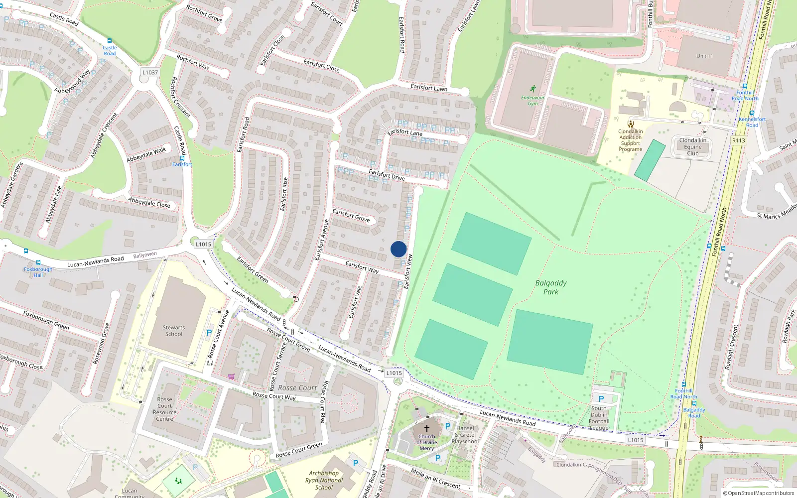 Overhead map showing the location of 9 Earlsfort View, Lucan, Dublin