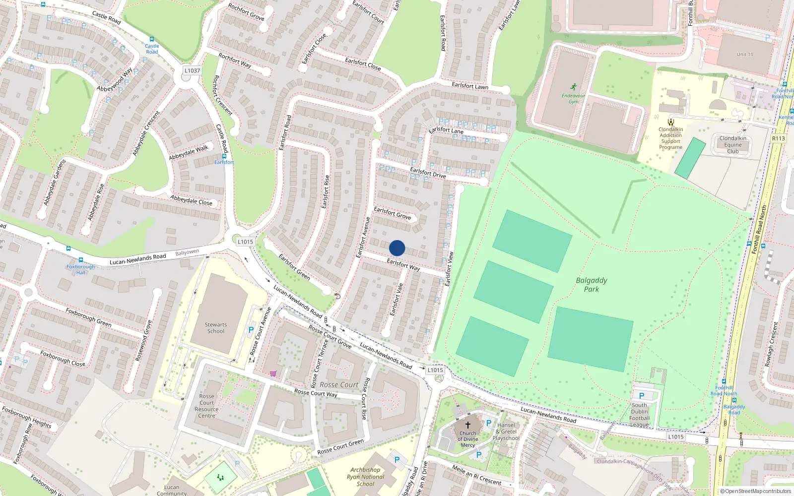 Overhead map showing the location of 9 Earlsfort Way, Lucan
