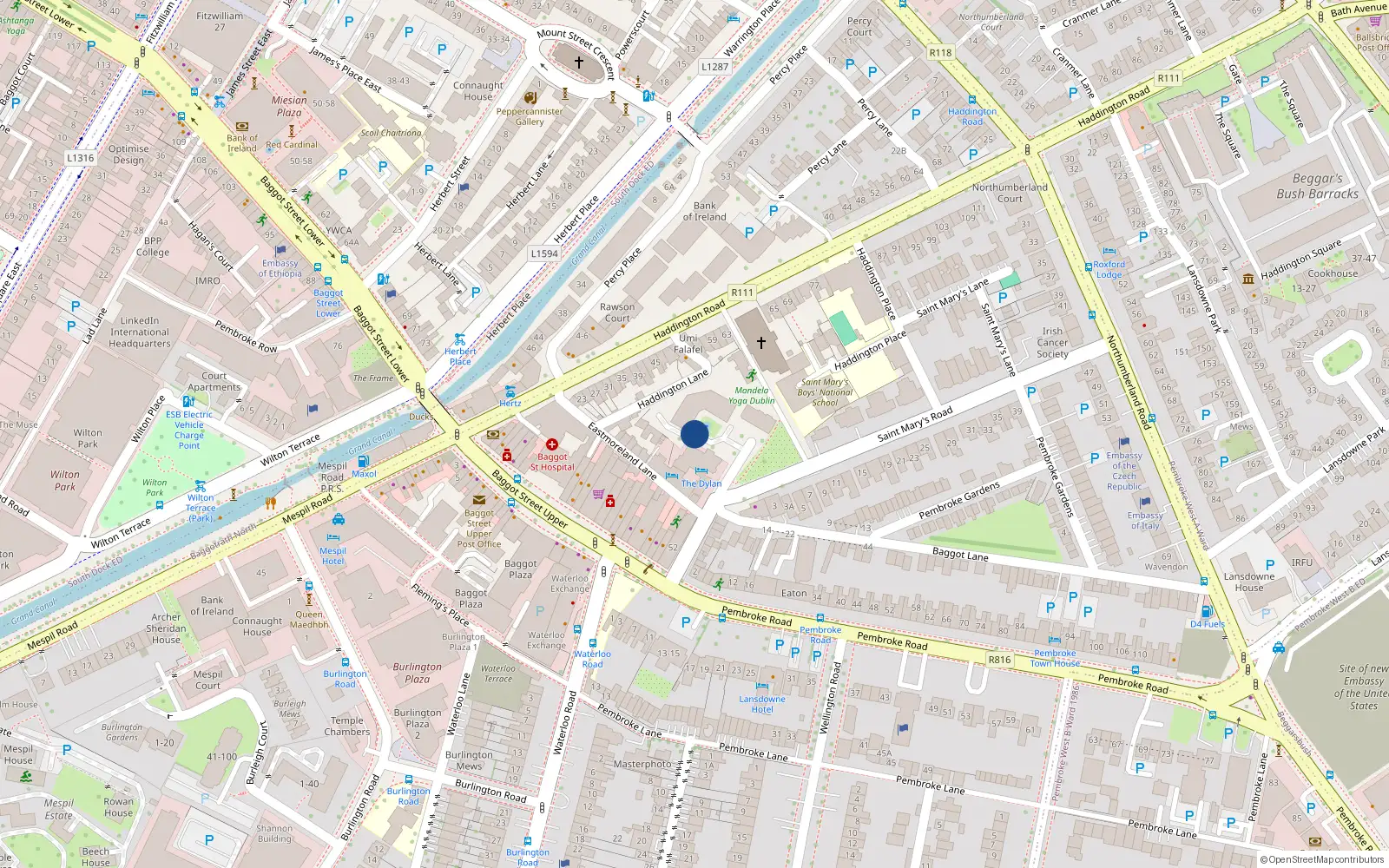 Overhead map showing the location of 9 Eastmoreland Court, Ballsbridge Dublin 4