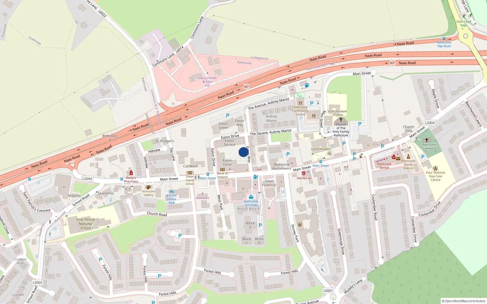 Overhead map showing the location of 9 Eaton Way, Main Street, Rathcoole
