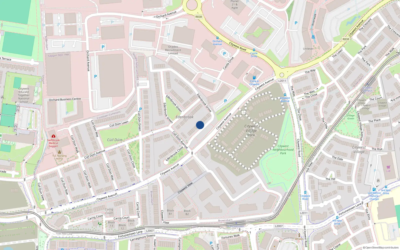 Overhead map showing the location of 9 Edenbrook Grove, Cooldown Commons