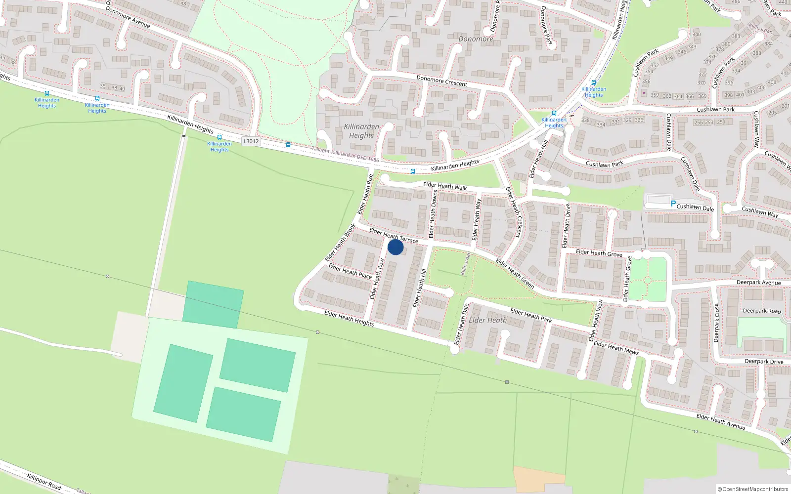 Overhead map showing the location of 9 Elder Heath Terrace, Killinardan