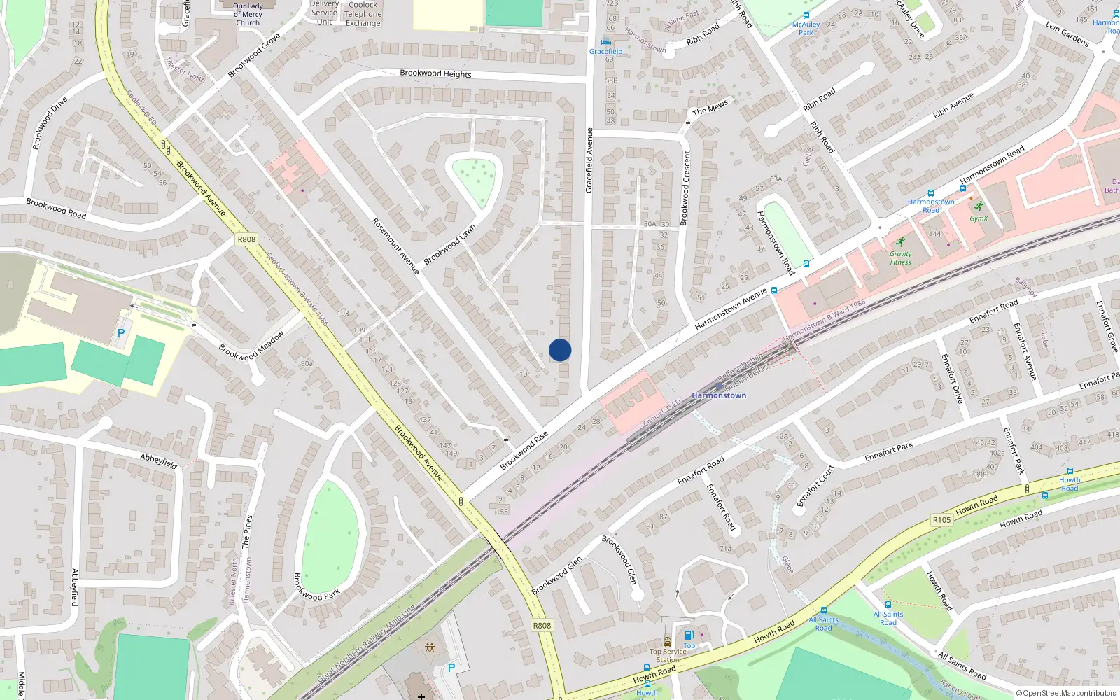 Overhead map showing the location of 9 Gracefield Avenue, Dublin 5