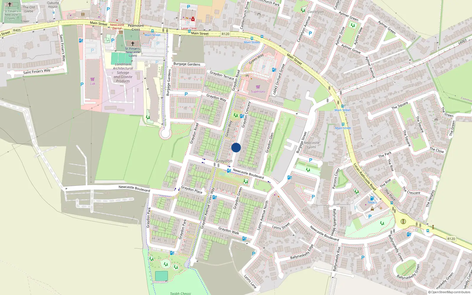 Overhead map showing the location of 9 Graydon Crescent, Newcastle South