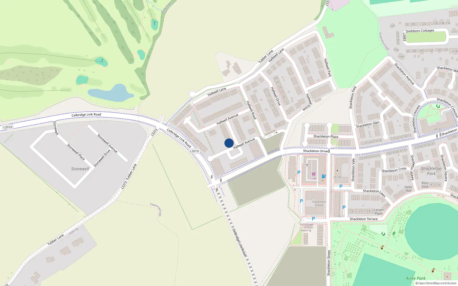 Overhead map showing the location of 9 Hallwell Avenue, Lucan