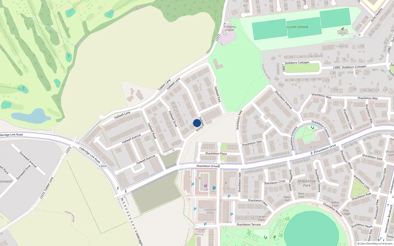 Overhead map showing the location of 9 Hallwell Park, Adamstown