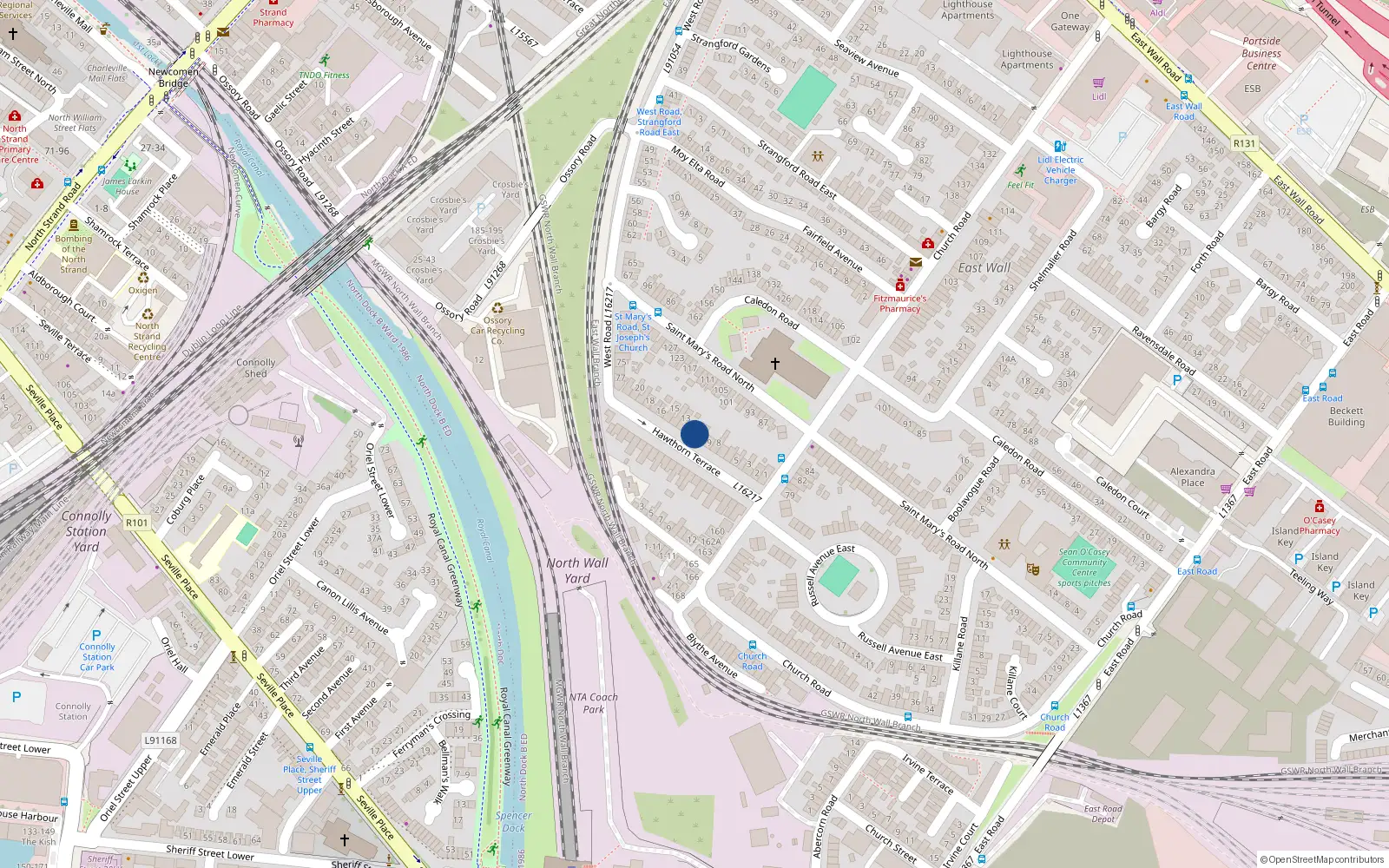Overhead map showing the location of 9 Hawthorn Terrace, Dublin 3