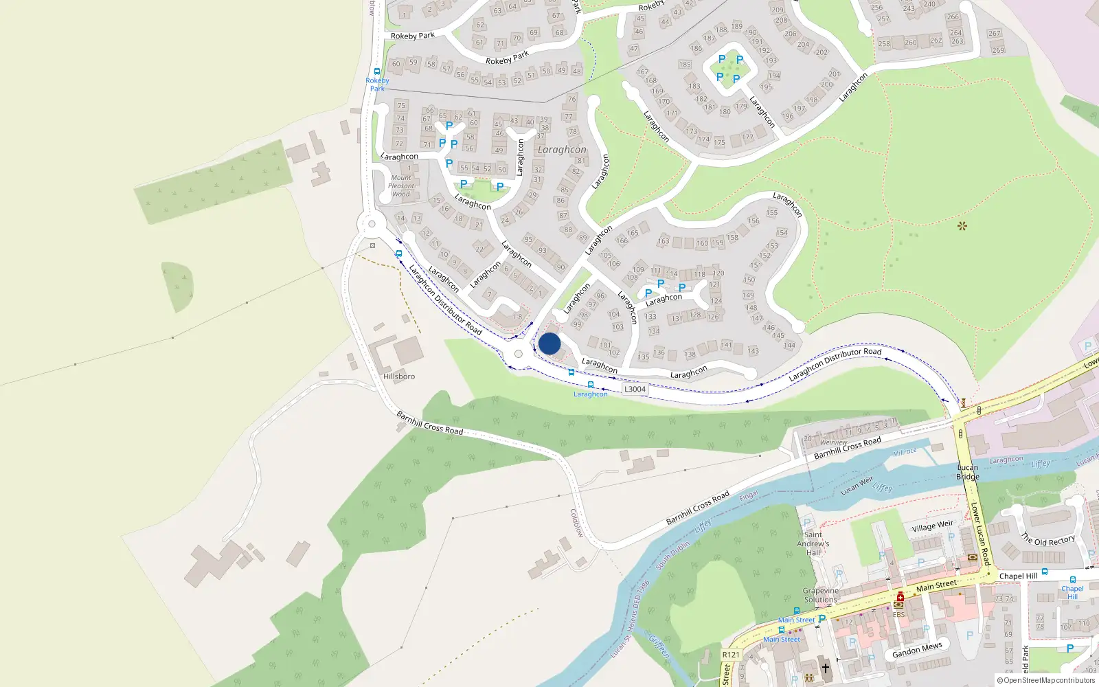 Overhead map showing the location of 9 Hillsborough, Laraghcon, Lucan