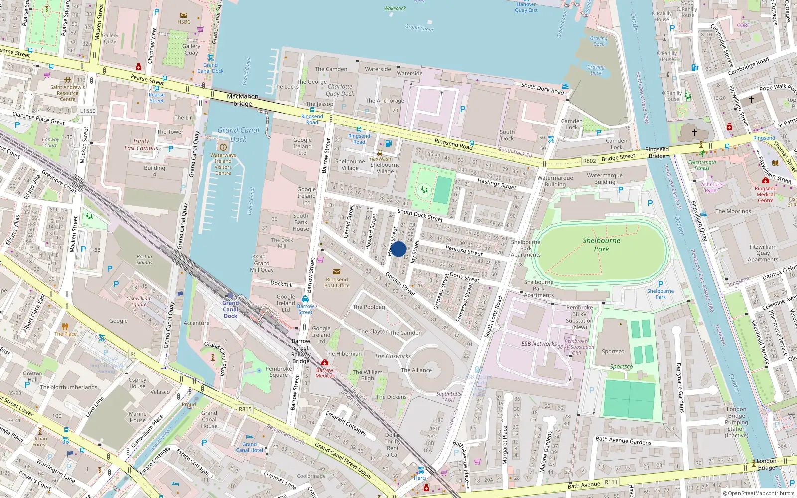 Overhead map showing the location of 9 Hope Street, Dublin