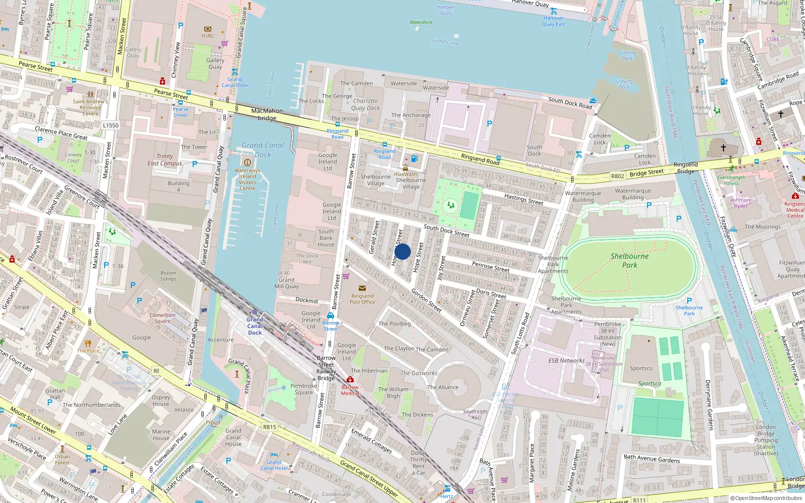 Overhead map showing the location of 9 Howard Street, Dublin 4