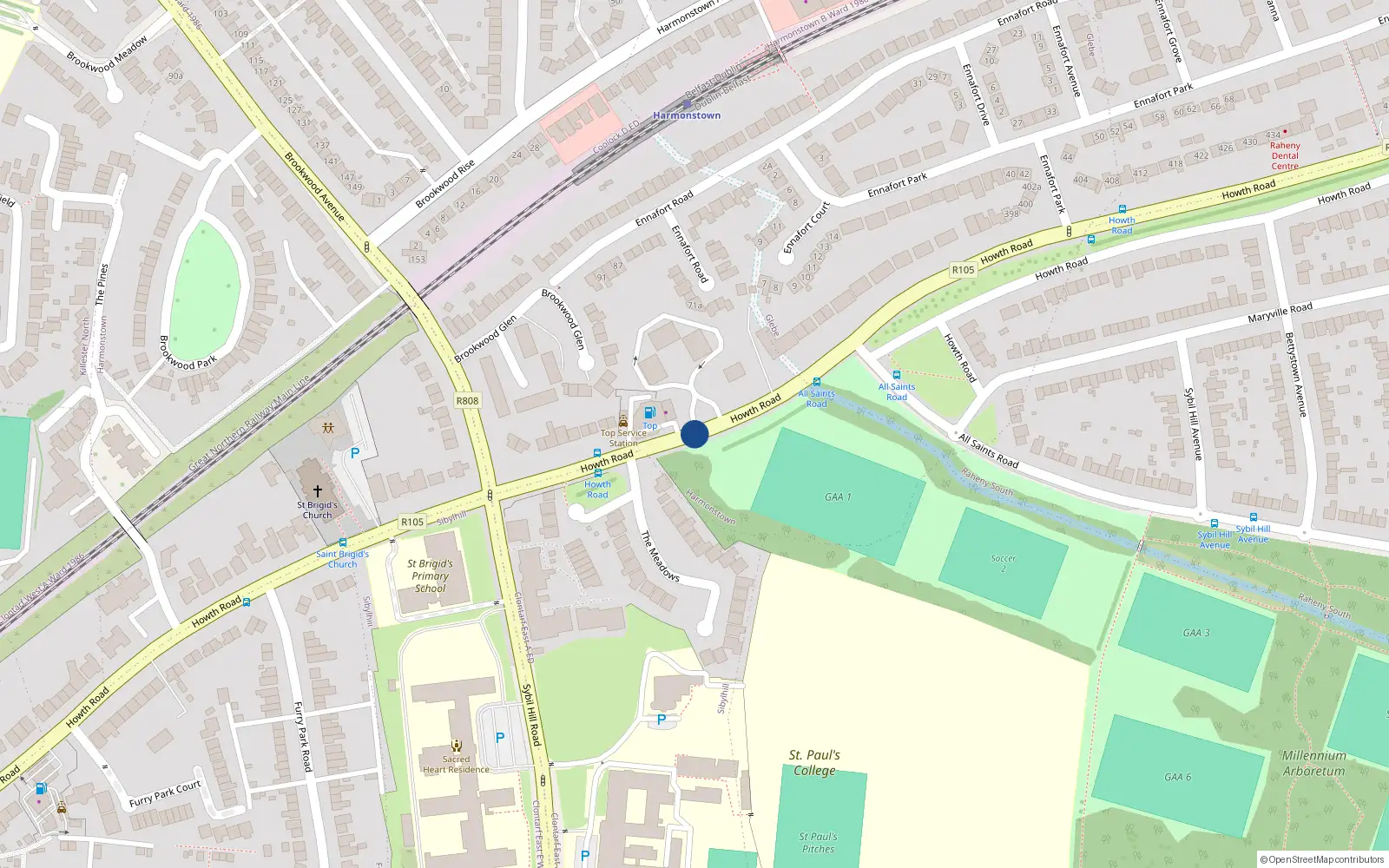 Overhead map showing the location of 9 Howth Road, Dublin 3