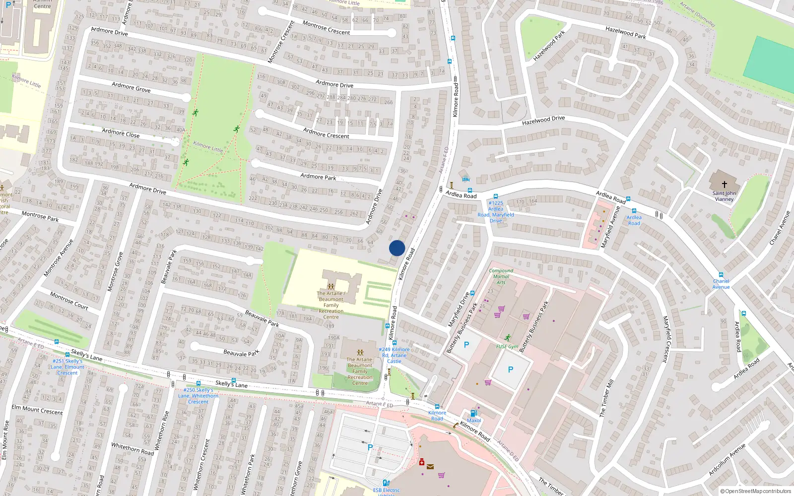 Overhead map showing the location of 9 Kilmore Road, Dublin 5